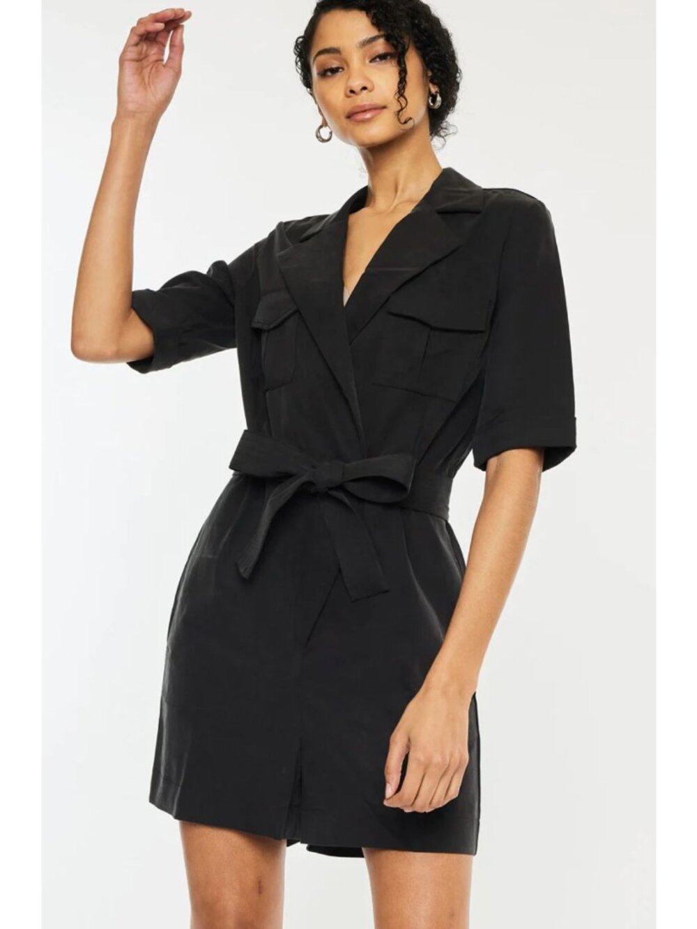 KanCan Edna Blazer Shorts Romper in Black - Sz M - New
